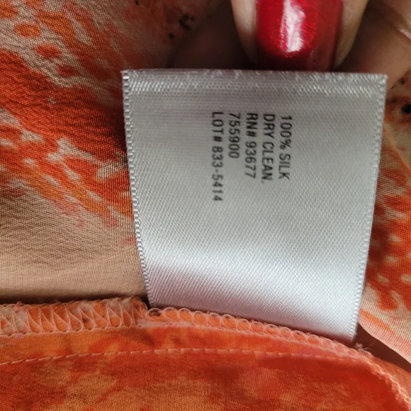 Worthington coral and pink Snake Print Button up blouse. Size Large - Picture 6 of 8